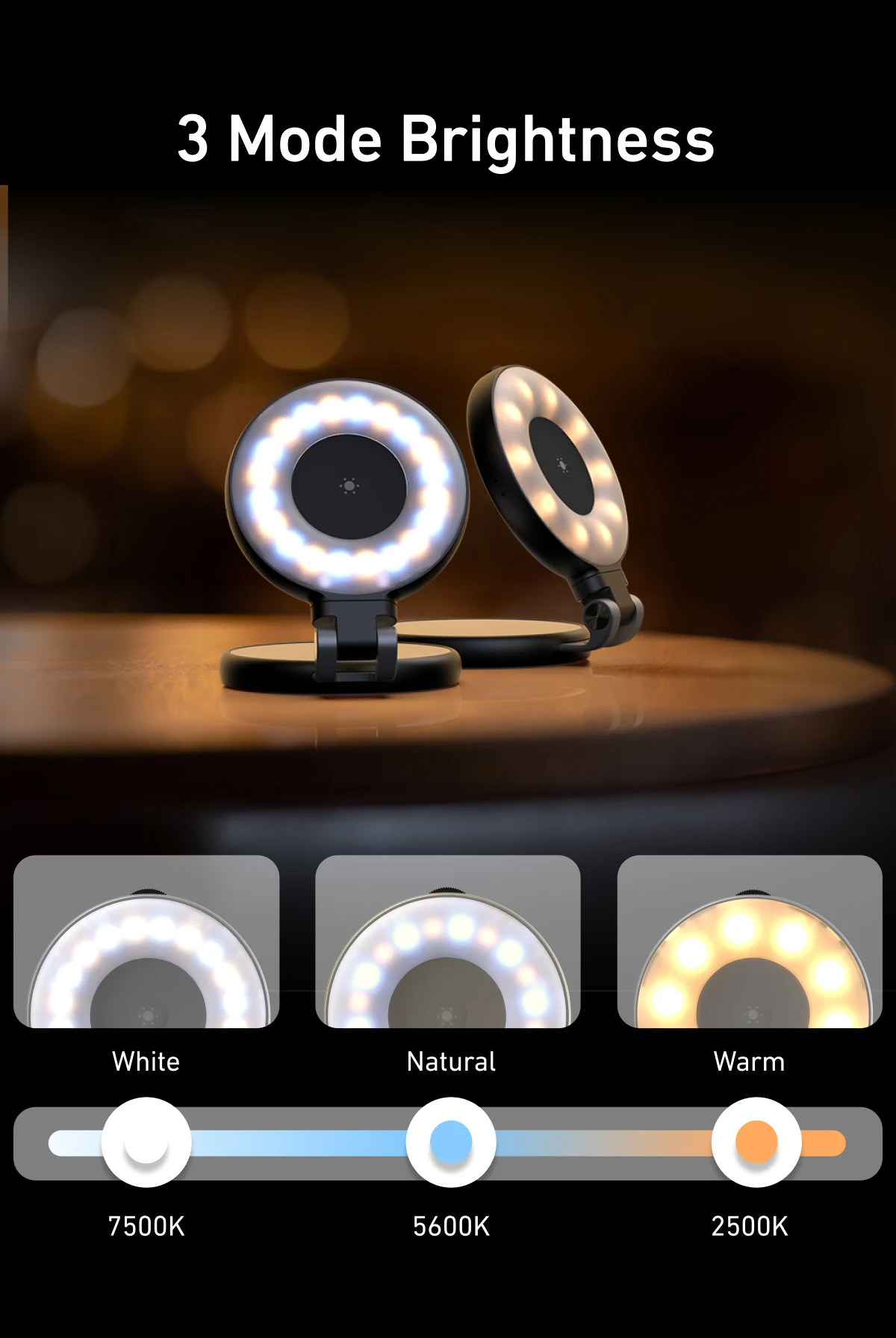TELESIN Smartphone Magnetic Fill Light Mini Selfie Light 3 Modes Adjustable Brightness for Iphone XIAOMI HUAWEI SAMSUNG Phone