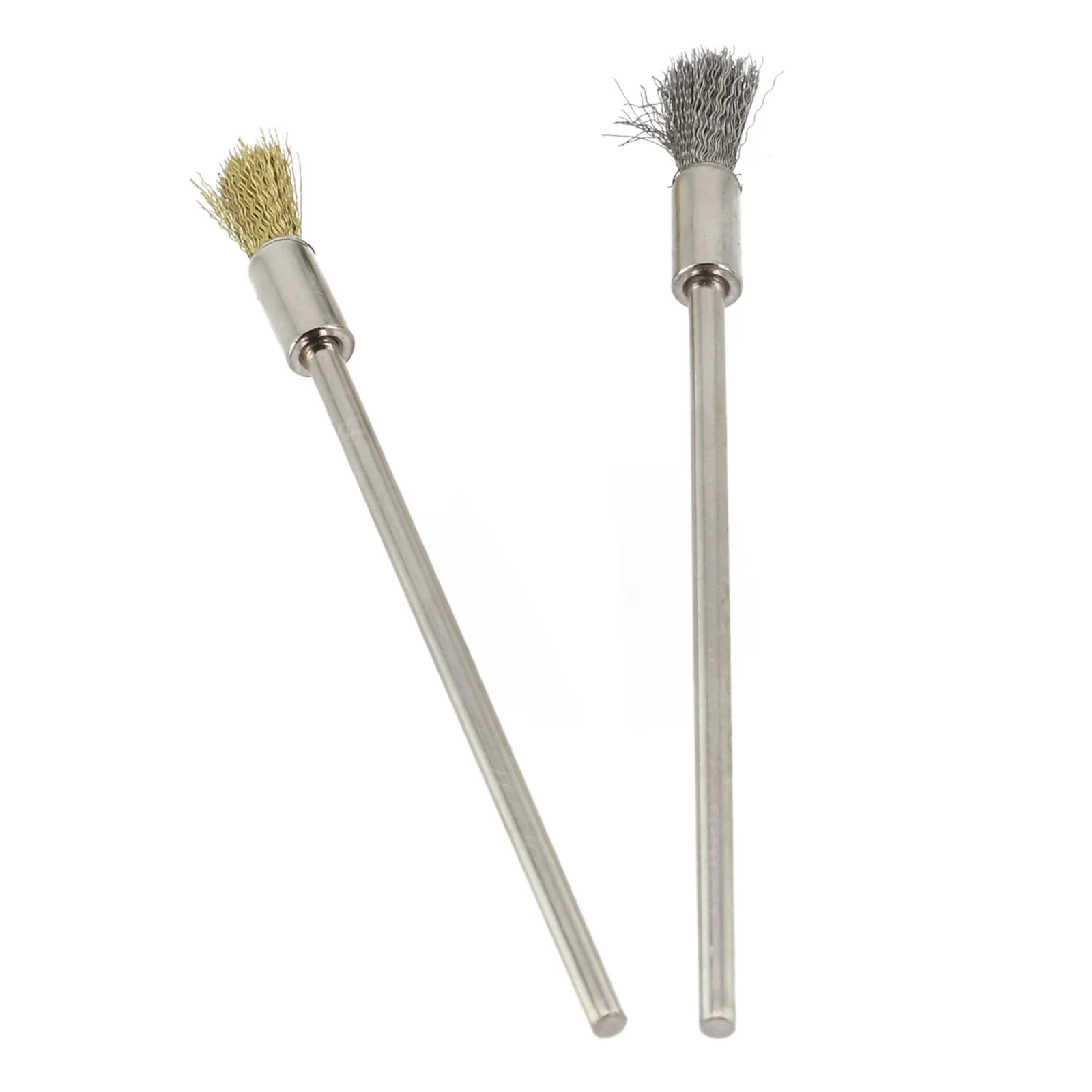 

2pcs Pencil Brushes Steel Wire Copper Wire Brush Mounted Abrasive Polishing Wire Wheel 3mm Shank Abrasive Brush Polishing Tool