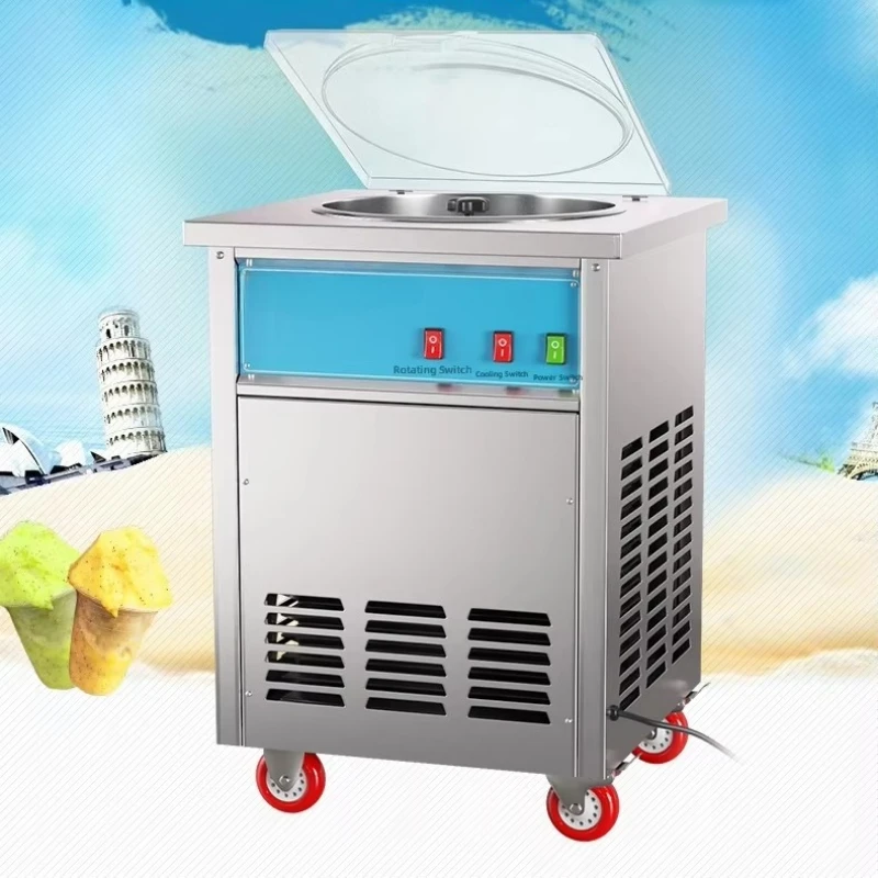 Automatic Fried Ice Cream Machine for Stall, Thick Cut Fried Yogurt Maker, Make Ice Cream Roll, Slush and Ice Porridge