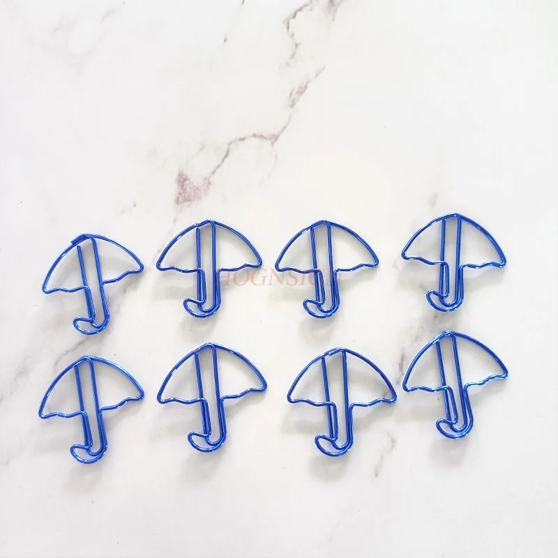 12pcs Umbrella Paper Clips Creative Paper Clips Metal Bookmarks Stationery Supplies Cartoon Paper Clips