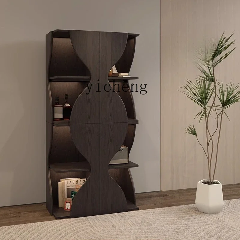 gz- solid wood bookcase module combination sofa side cabinet black living room floor locker corner bookshelf