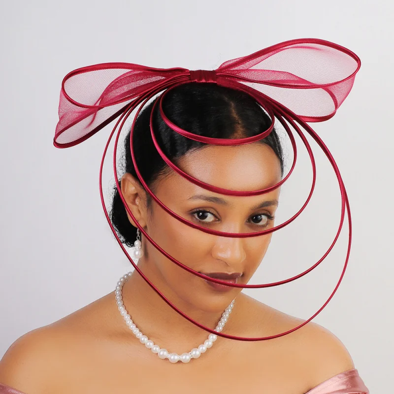 Exaggerated Mesh Headwear Internet Celebrity Same Style Oversized Bowknot Woman Fascinator Hats