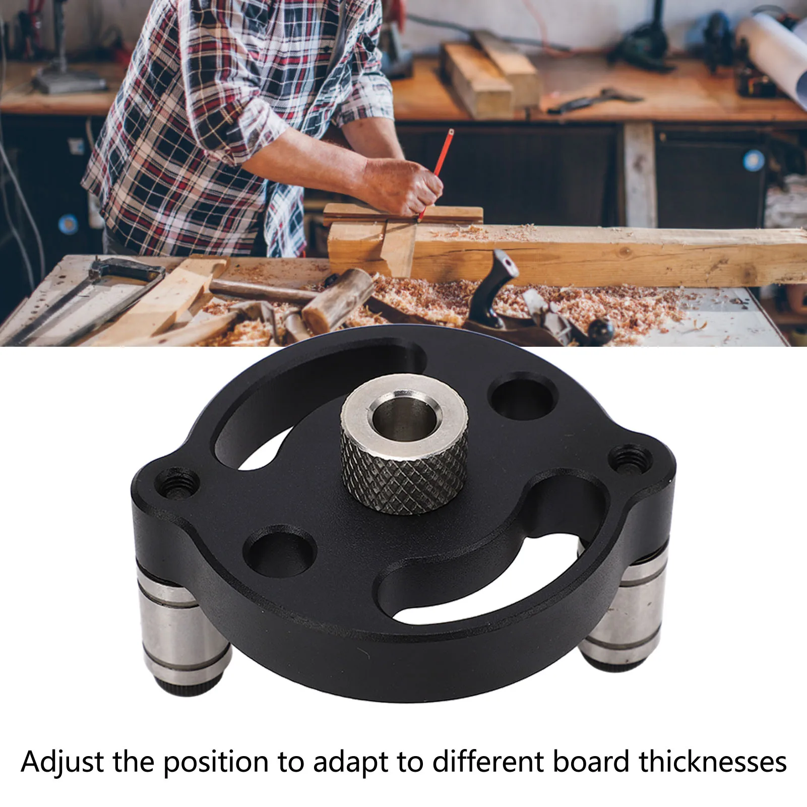 

Round Hole Punch Locator Set Self Adaptive Centering Woodworking Puncher with Drill Bushings Center Drill Locator