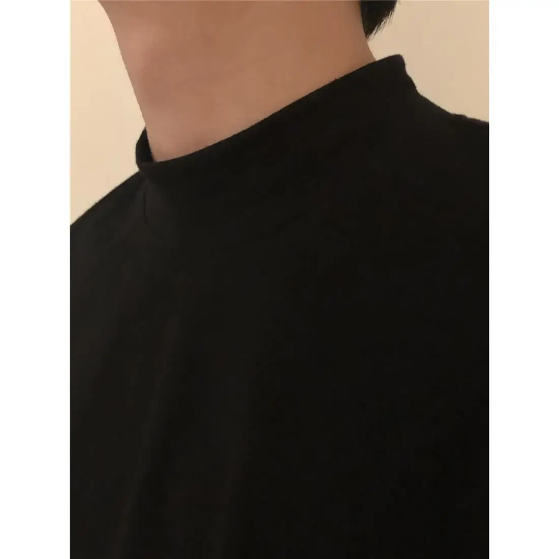 2024 Summer New Solid Color Black Half Turtleneck T Shirts for Men Short Sleeve Loose Casual Ins Top Harajuku Oversized T Shirt