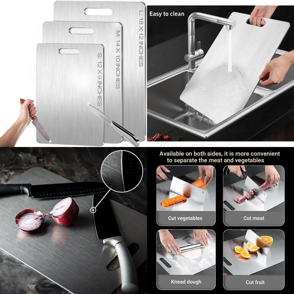 

Upgraded 100% Pure Titanium Double-Sided Cutting Board, 2025 Edition - 18 x 12 for Kitchen Use with Meats, Fruits, and Vegetable