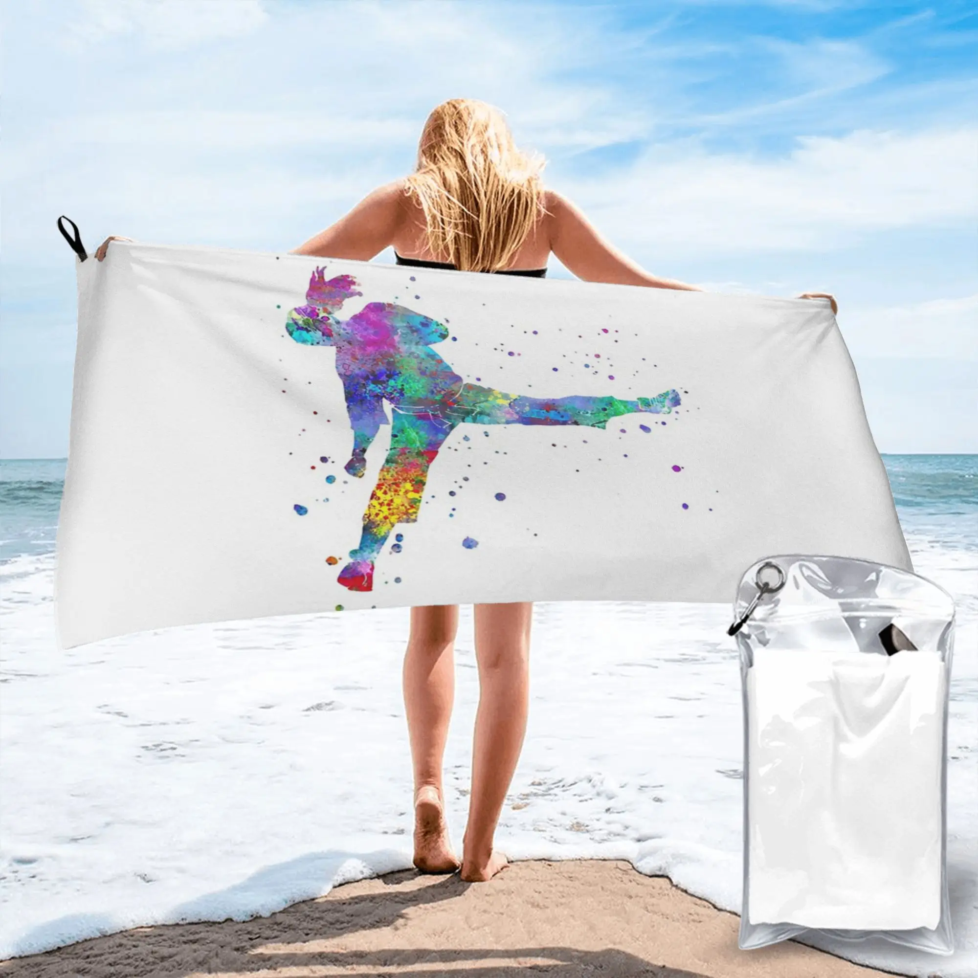 Karate Fighter Girl Beach Towel Soft Microfiber Quick Dry Absorbent Quick Towels For Swimming