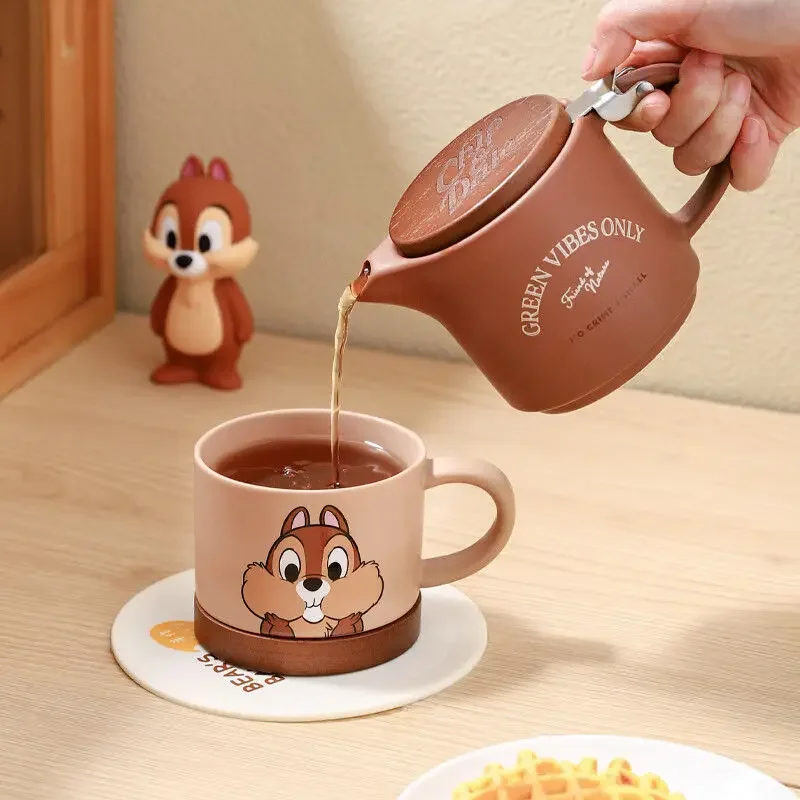 New Disney Chip Dale Creative Simple Cartoon Cute Teapot Gift Exquisite Kawaii Animation Character Ceramic Tea Cup Wholesale