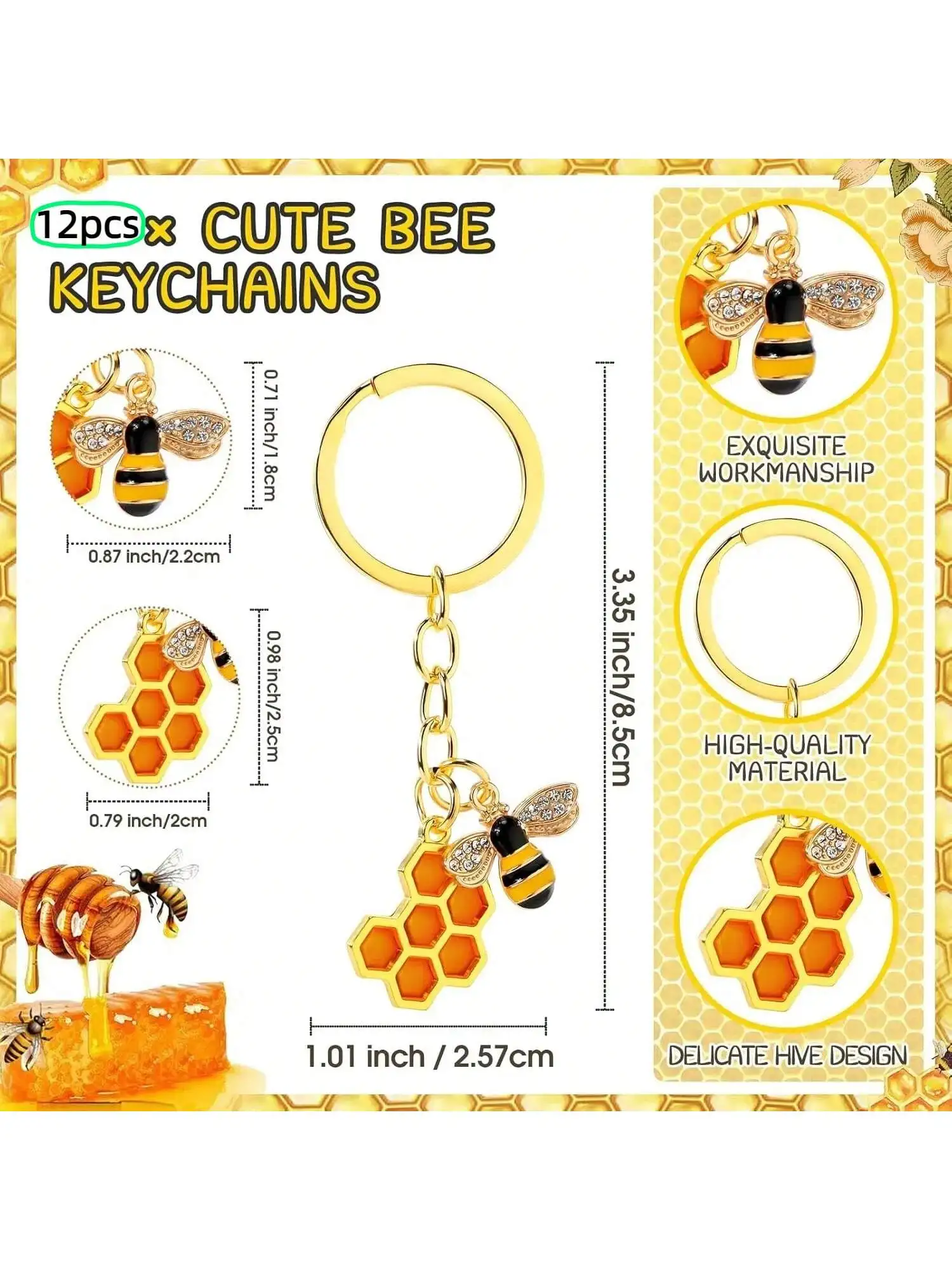 12er-Set Geschenkset zur Anerkennung von Bienen-Mitarbeitern, niedliche Bienen-Schlüsselanhänger, Dankeskarten, Organzabeutel, inspirierende Geschenke für Kollegen – Detail 6