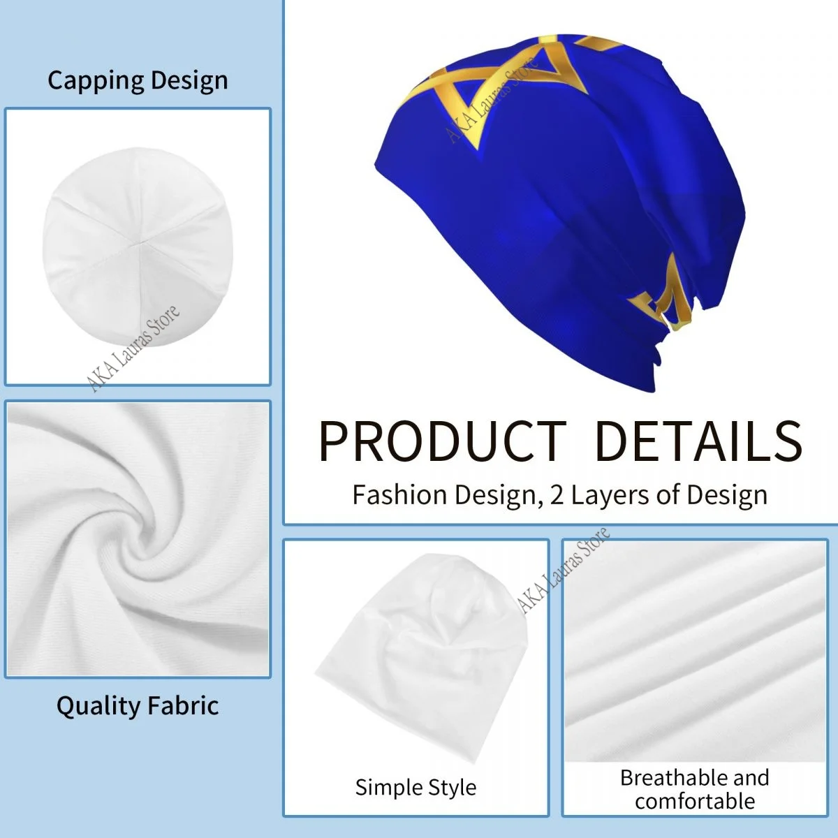 Israelische Flagge David Star Herbst weibliche warme Mützen doppelt verwendete Outdoor-Mütze Hüte