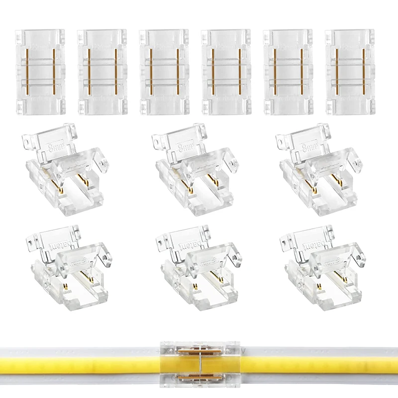 2pin 8mm COB LED Strip to Strip LED Connectors Strip to Wire Connection Solderless Extension for 8mm COB LED Strip Lights