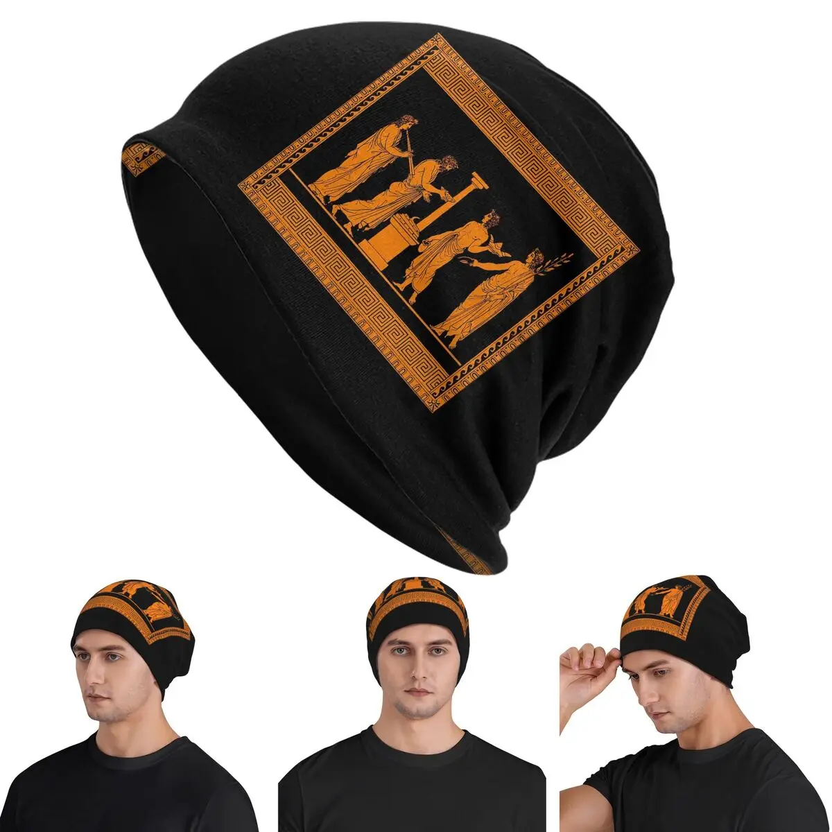 

Red Figure Greek Vase Offering Scen Skullies Beanies Hats Warm Autumn Winter Outdoor Cap Knitted Bonnet Caps for Men Women Adult