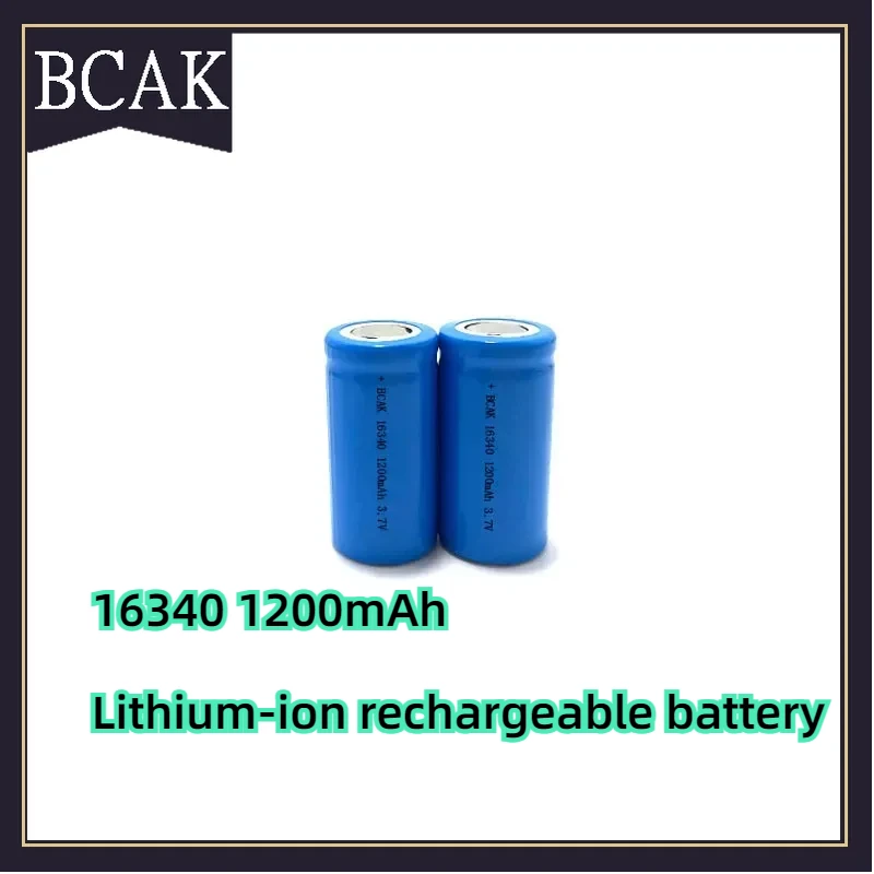 BCAK Style 3.7V 16340 1200mAh Universal Lithium Battery 5C Discharge Suitable for Shavers Electric Toothbrushes Bright Flashligh