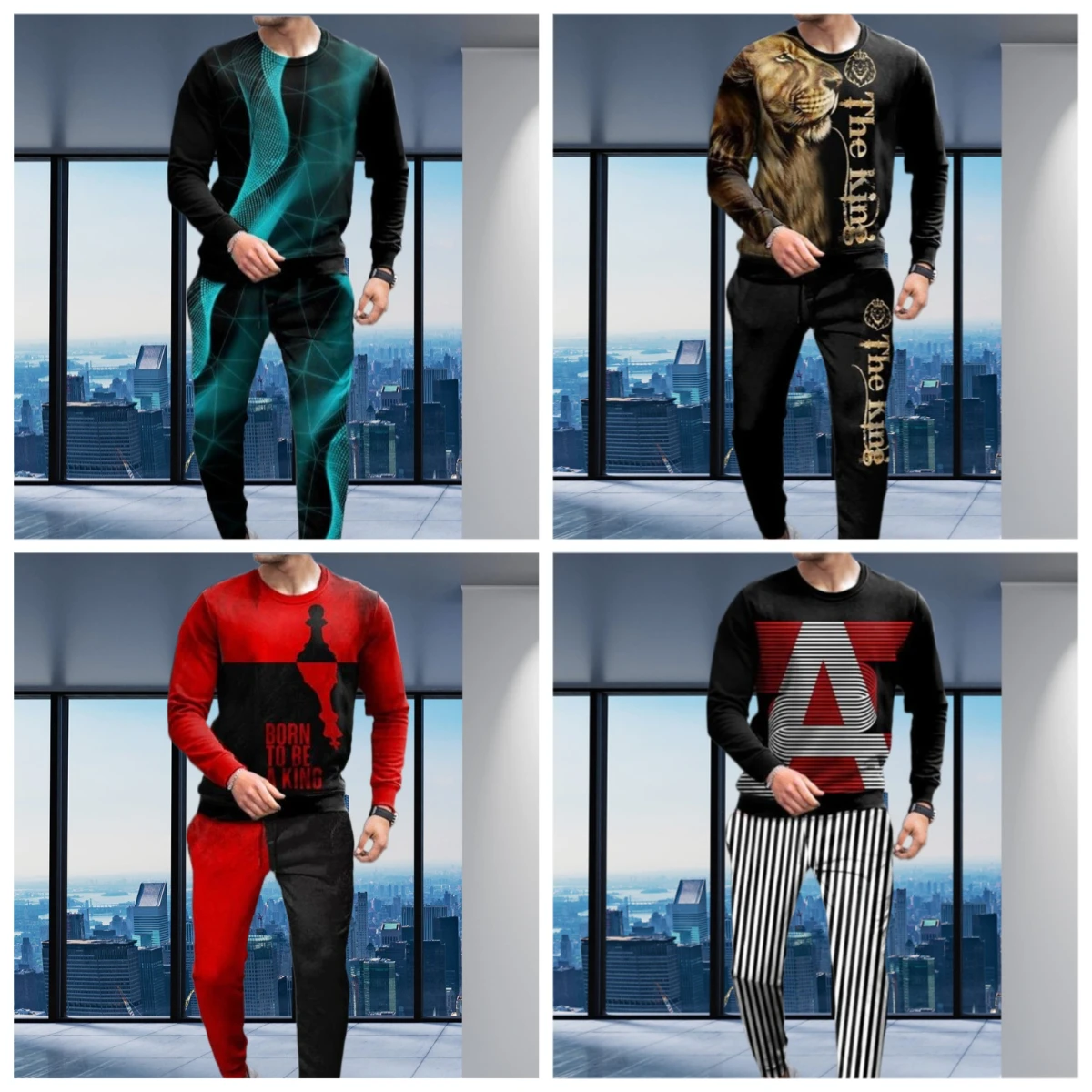

25 Latest Explosive Suits 3D Printed Ethnic Style Hunting Graffiti Men's Fashion Trend Long Sleeve T-Shirt Pants Set for Adults