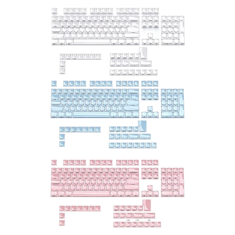96BA Jelly MDA-Tastenkappen-Set mit 132 Tasten und seitlicher Bedruckung für den Austausch mechanischer Tastaturen und die – Detail 1