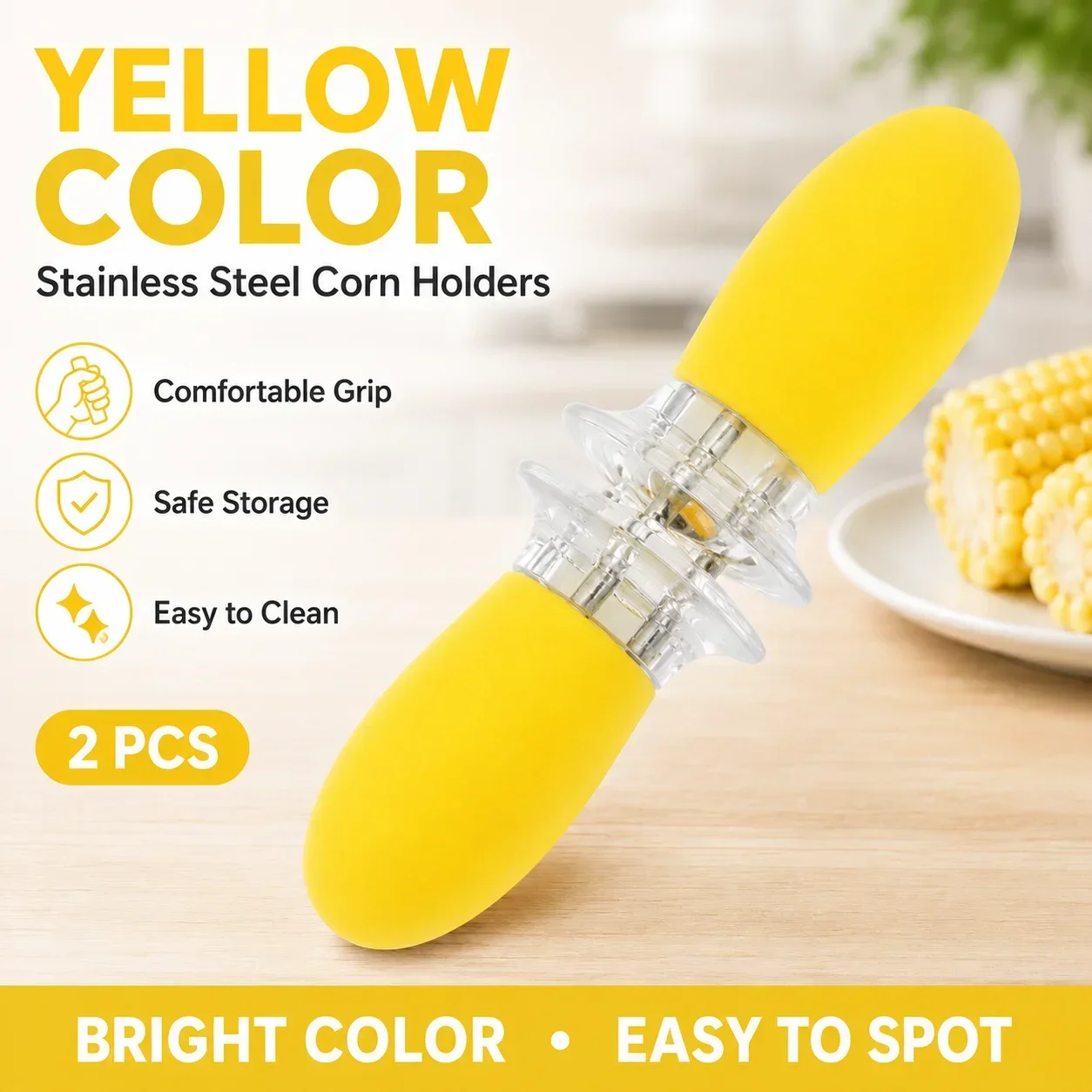 5 Pairs Stainless Steel Corn Holders BBQ Corn Forks Creative Kitchen Tools Non Slip Food Picks for Picnic Barbecue Party