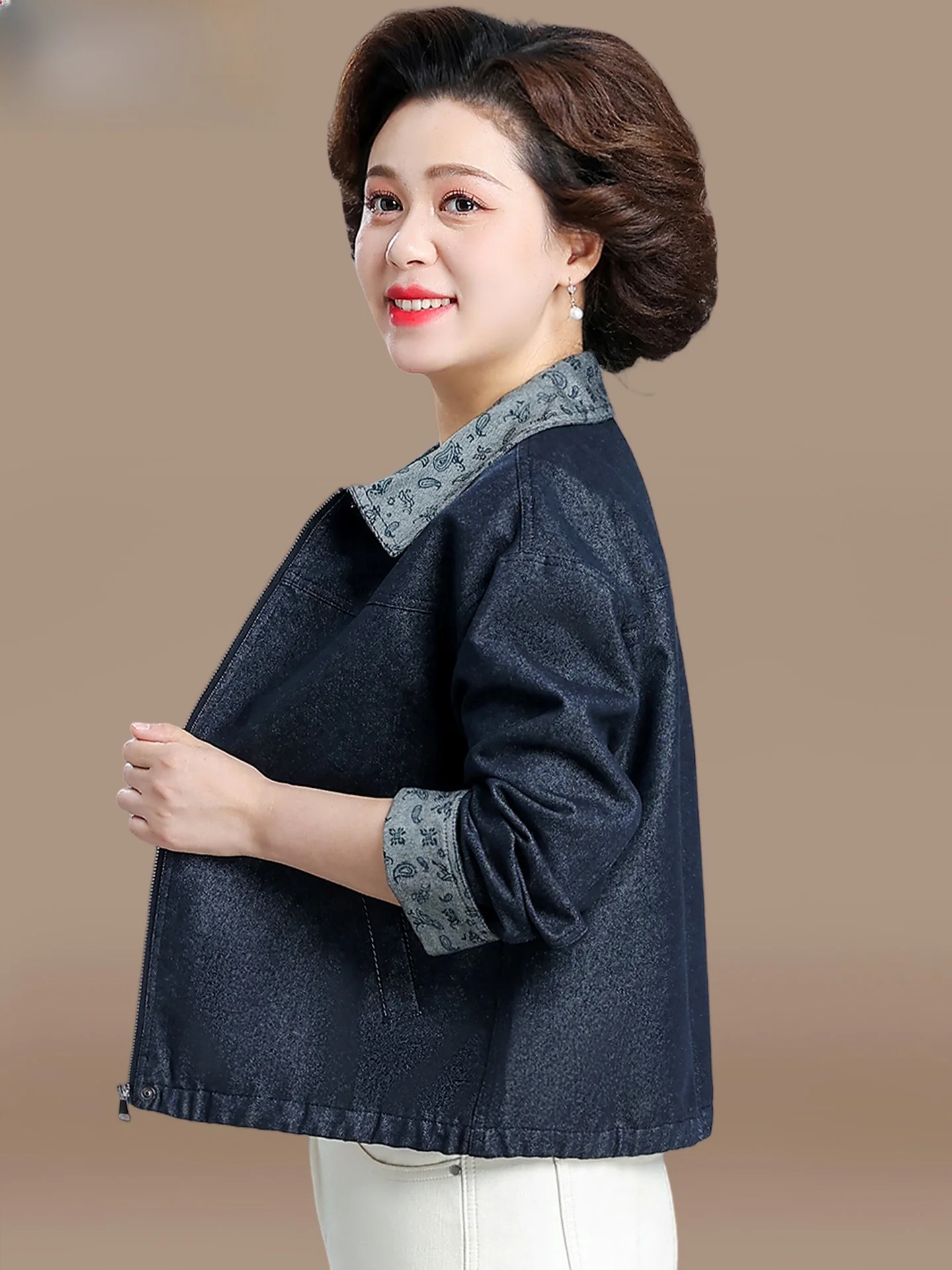 

Свободная джинсовая куртка Sli Petite Mom для женщин: модная осенняя одежда в корейском стиле, повседневный свободный топ для женщин среднего возраста