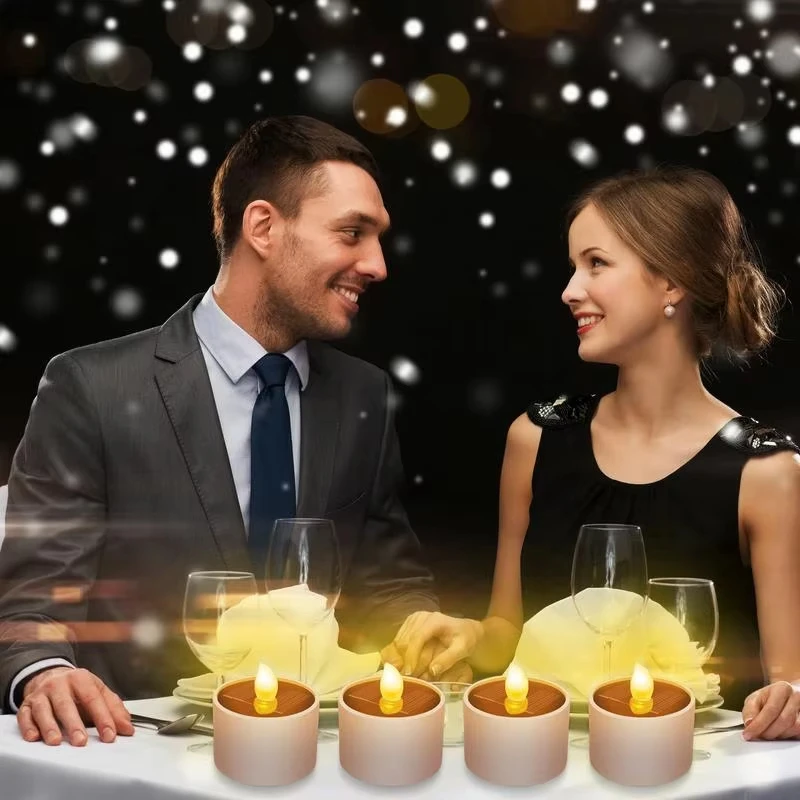 Solar-LED-Teelichtkerze, LED-Kerzen, flammenlos, für den Außenbereich, wasserdicht, Solar-Teelichter, wiederaufladbare Kerzen für Party, Garten, Zuhause