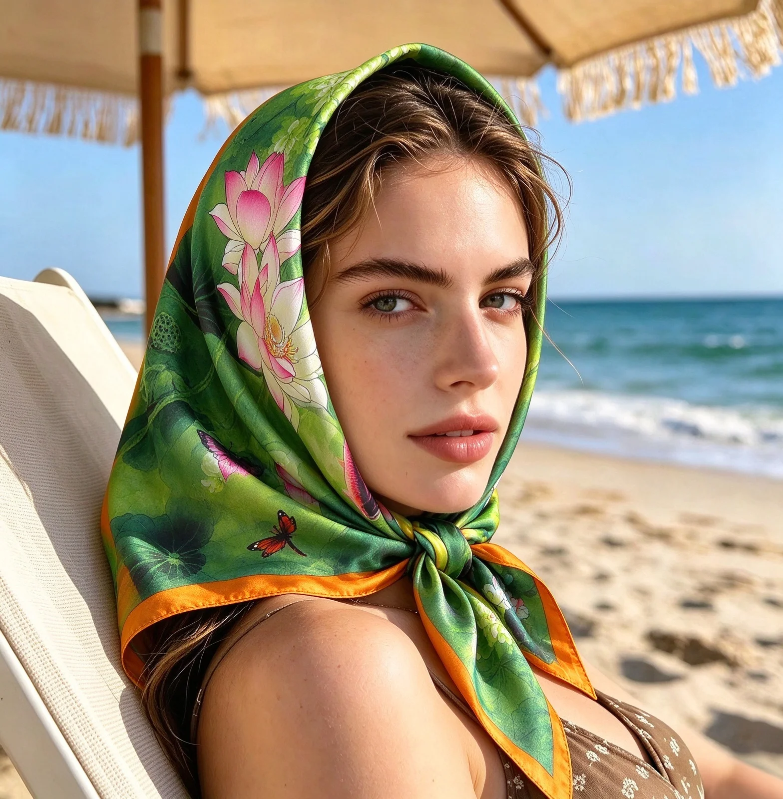 Luxury Print 70cm Soft Satin Headkerchief Women Neck Tie Scarf Female Hair Hand Wrist Foulard Shawl Hijab Bandana