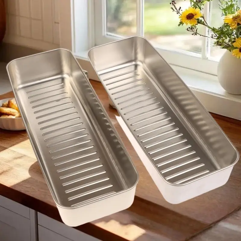 Stainless Steel Food Storage Container Rectangle Dish With Cover Noodles Fruit Tray Lunch Box Organizer Plate Outdoor Tableware