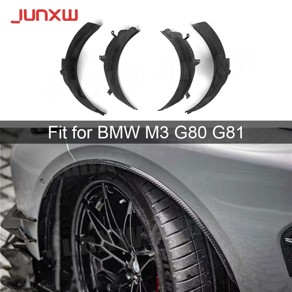 

Комплект из 4 накладок на колесные арки из сухого карбона для BMW 3 серии M3 G80 G81 2021+ (FRP, обвесы, накладки на крылья)
