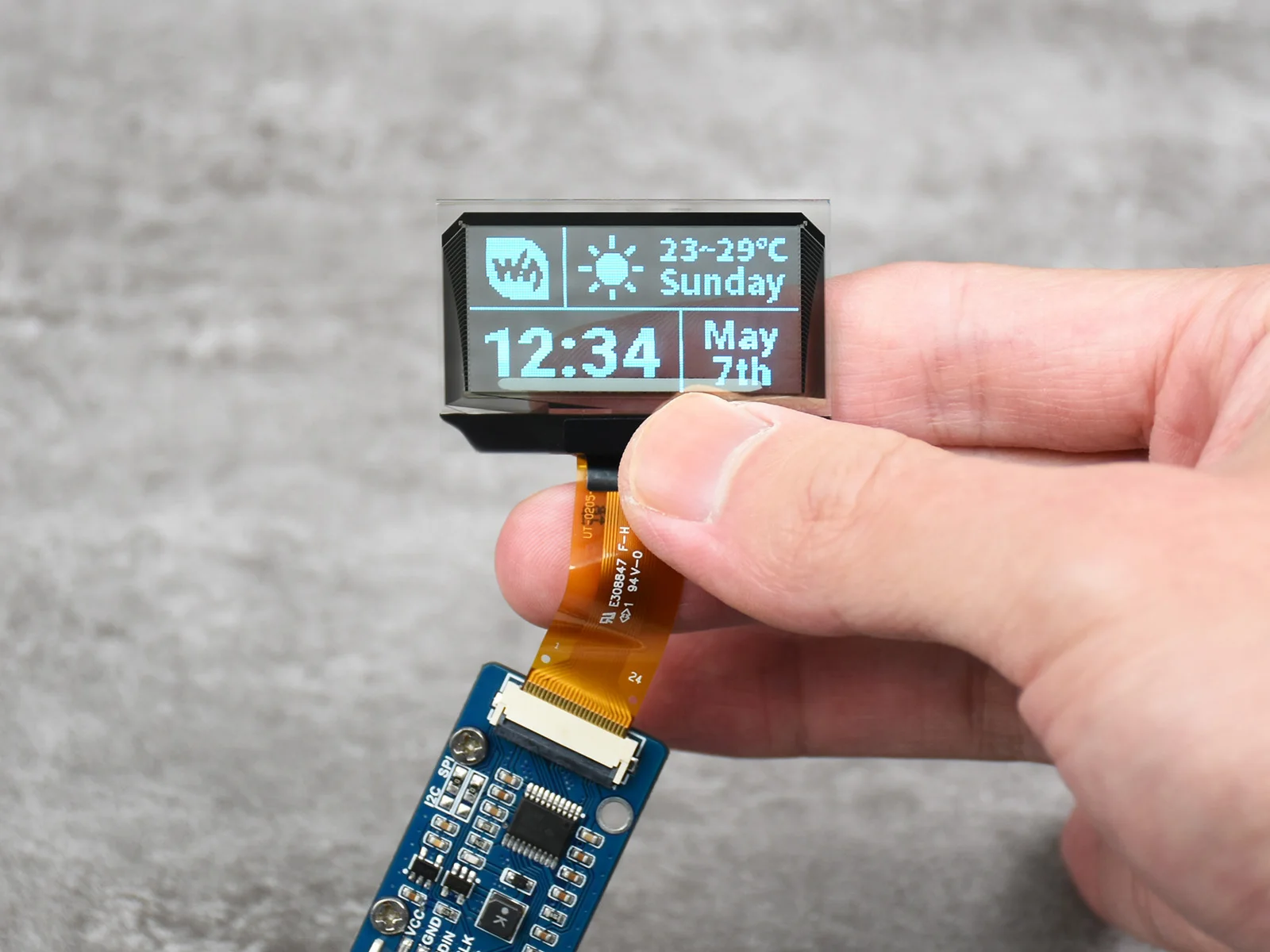 Waveshare 1.51인치 투명 OLED 모듈 128×64 SPI/I2C 하늘색 디스플레이는 Raspberry Pi/Arduino용 예시와 함께 제공됩니다.