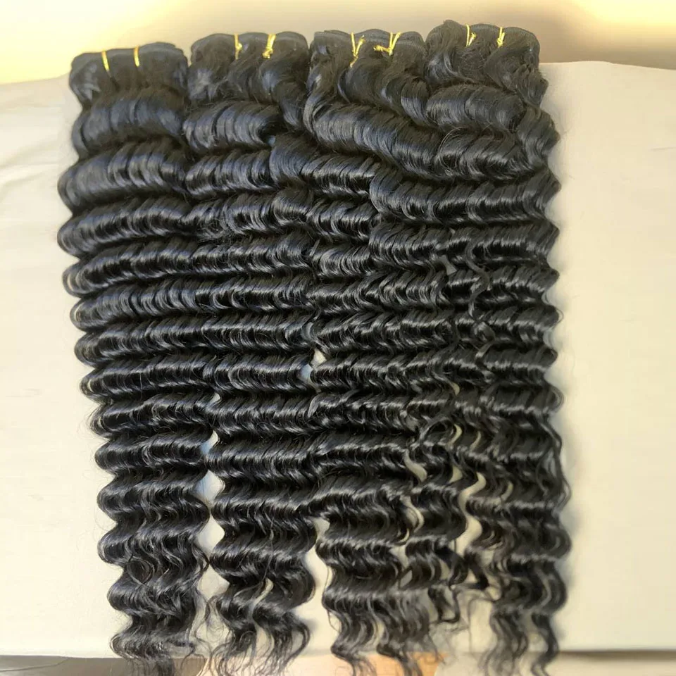 Mossily Deep Wave Bundles Natural Color 100% Remy Human Hair Bundles Brazilian Curly 16-32 Inch Weave Extensions For Women