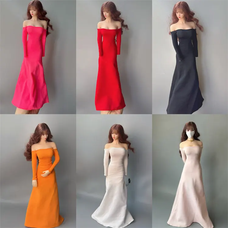 

1/6 Scale Fashion Carpet Evening Long Dress Gown Off Shoulder Model for 12" Action Figure Ph Tbl Doll