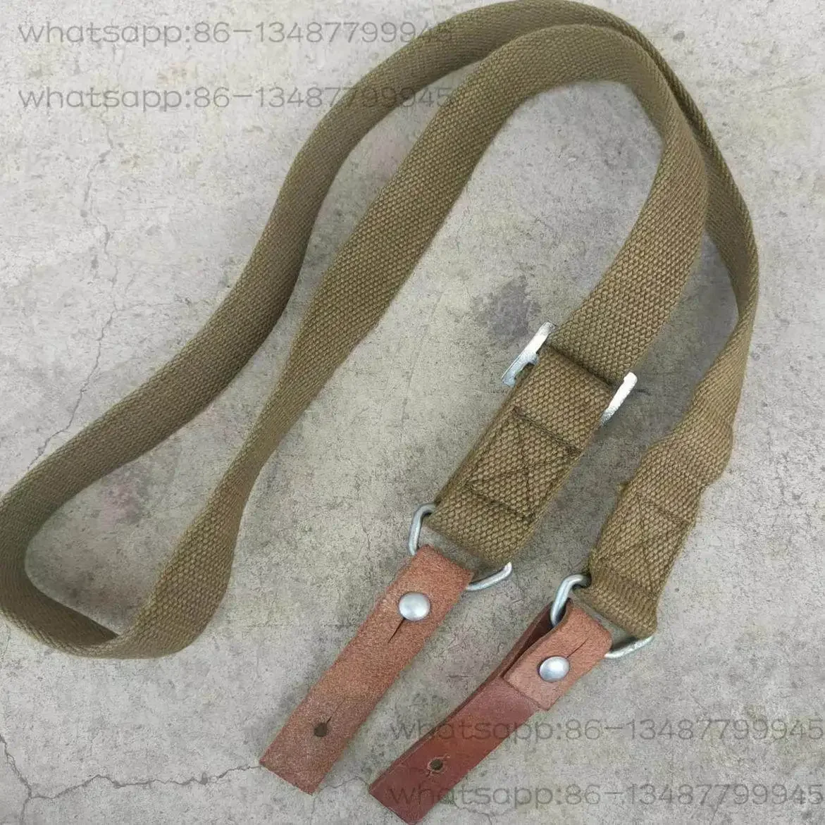 Stock 70s Khaki Canvas Straps, Double Leather Strips Equipment Straps, Double Scalp Tactical Straps Outdoor Type 56