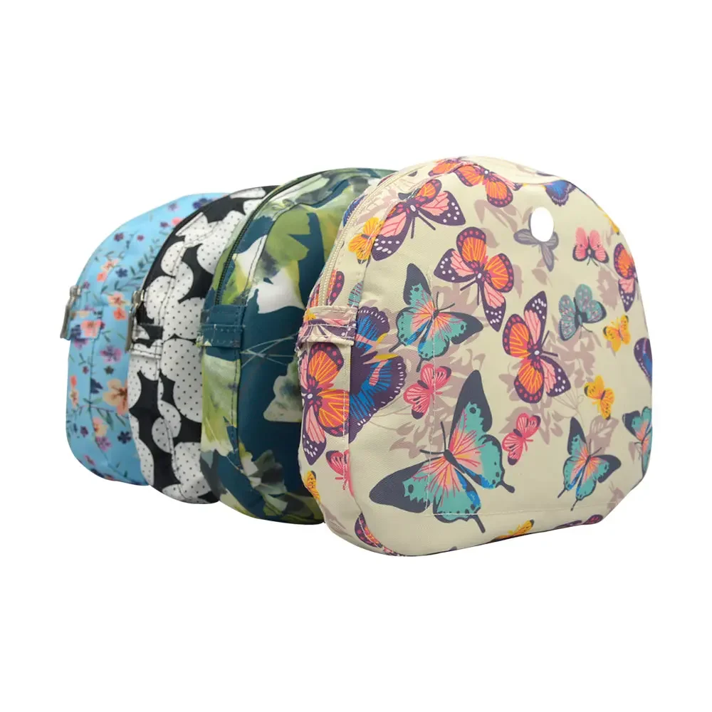 TANQU New Floral Composite Twill Cloth Waterproof Inner Lining Insert Zipper Pocket for O Bag Obag Moon Light for O Moon Light