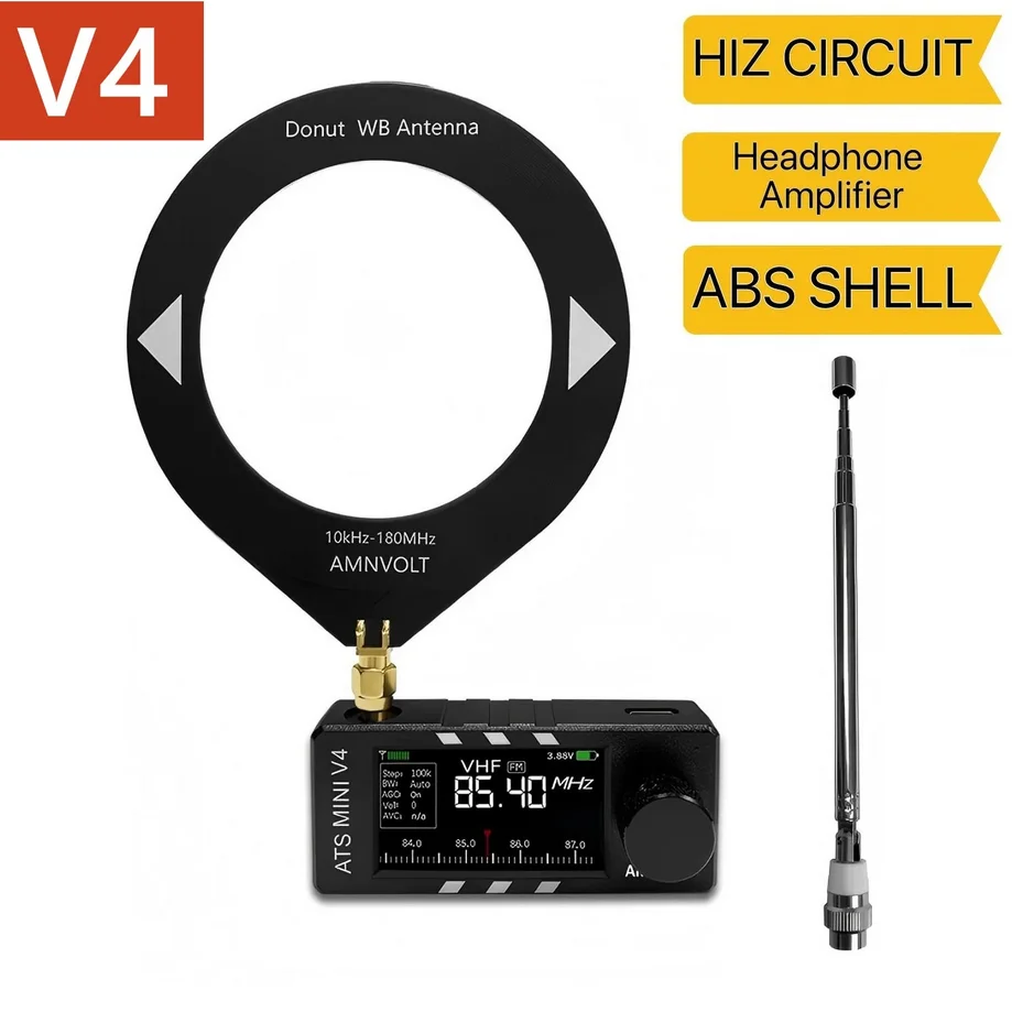 AMNVOLT V4 ATS MINI SI4732 Radio ALL Band DSP Radio FM AM SSB LSB USB Receiver, built-in Hi-Z Headphone Amplifier Circuit
