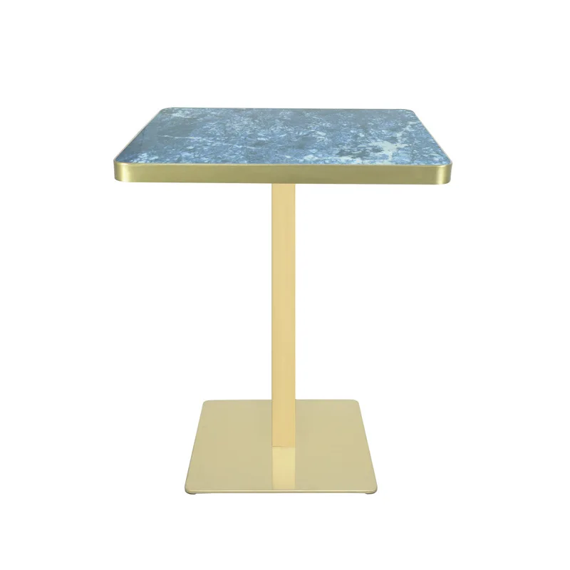 LH modern simple wind rock slab square table stainless steel hemming milk tea shop table
