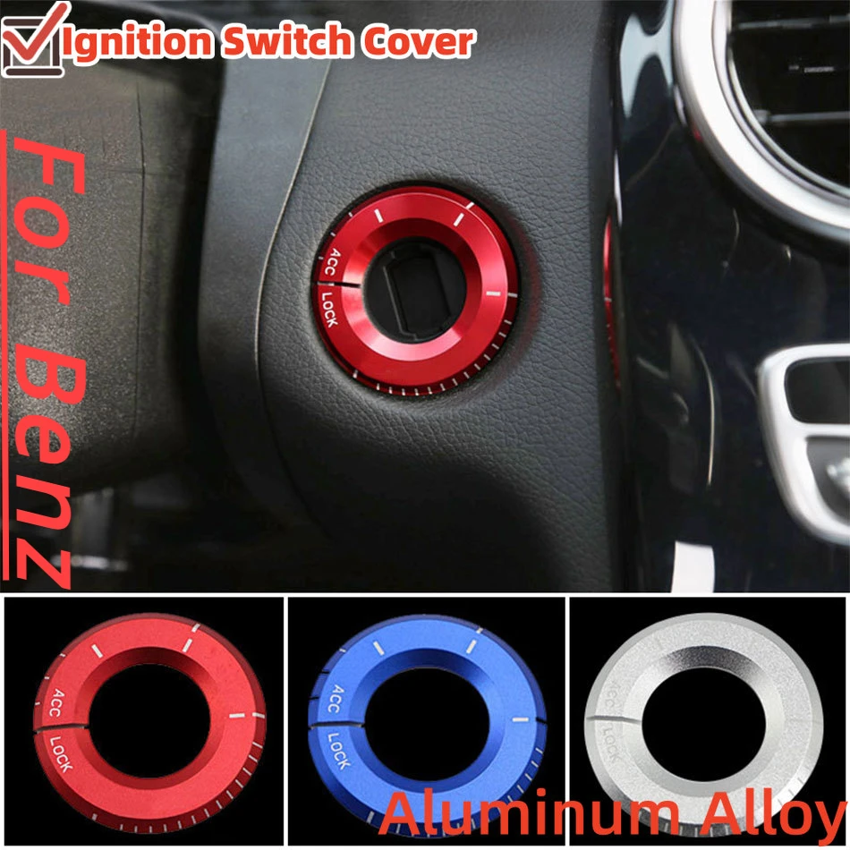 Aluminum Alloy Car Ignition Key Switch Cover for Mercedes Benz A C E GLK GLA CLA 2015-2019 Hole Start Ring Trim  Accessories