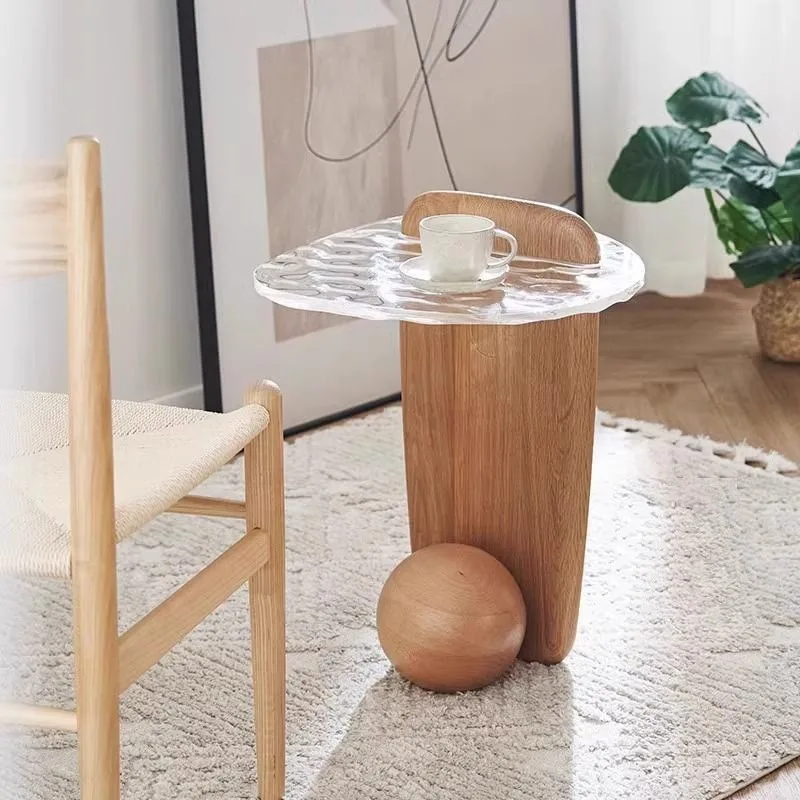 FOR Water Ripple Glass Floor Lamp with Table and Coffee Table Storage Lamp, Ambient Floor Lamp