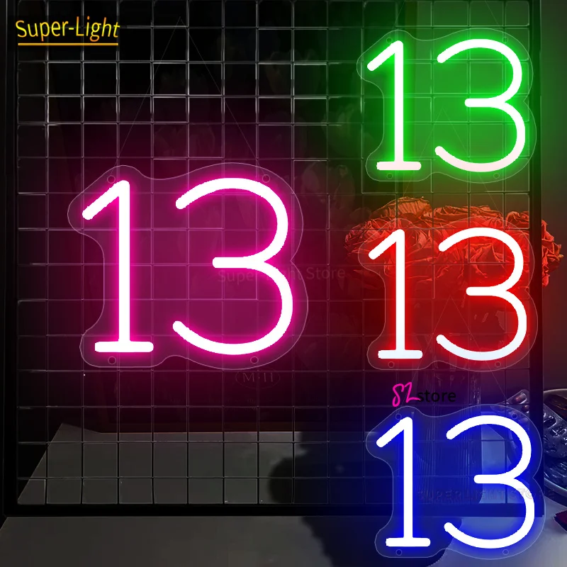 

Custom LED Number 13 Neon Signs 5V mutil-color Light Up Signs for Wedding Birthday Party Decor Number Lamp Kids Birthday Gift