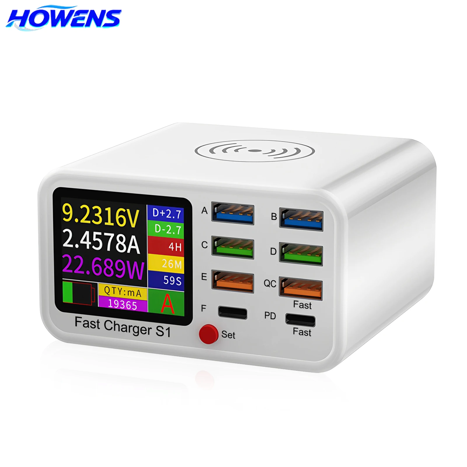 Multi functional 8-port USB Wireless Fast Charging Station V