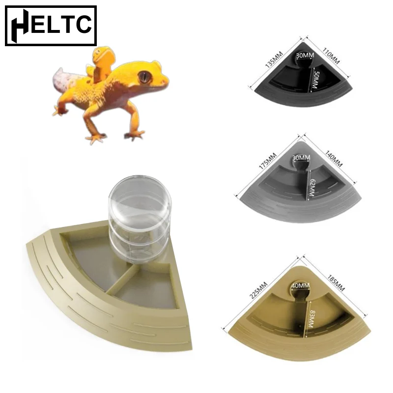 2 In 1 Hidangan Sudut Mangkuk Air Kadal Pengumpan Reptil Otomatis dengan Botol Air untuk Kadal Tokek Singa Maned Kura-kura Hewan Peliharaan S/M/L