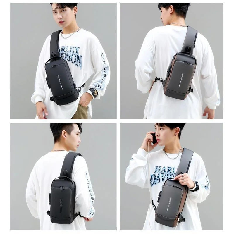 NEW Upgrade Mens Womens Waterproof USB Oxford Crossbody Bag Anti-theft Shoulder Sling Bag  Multifunction Chest Pack for Male