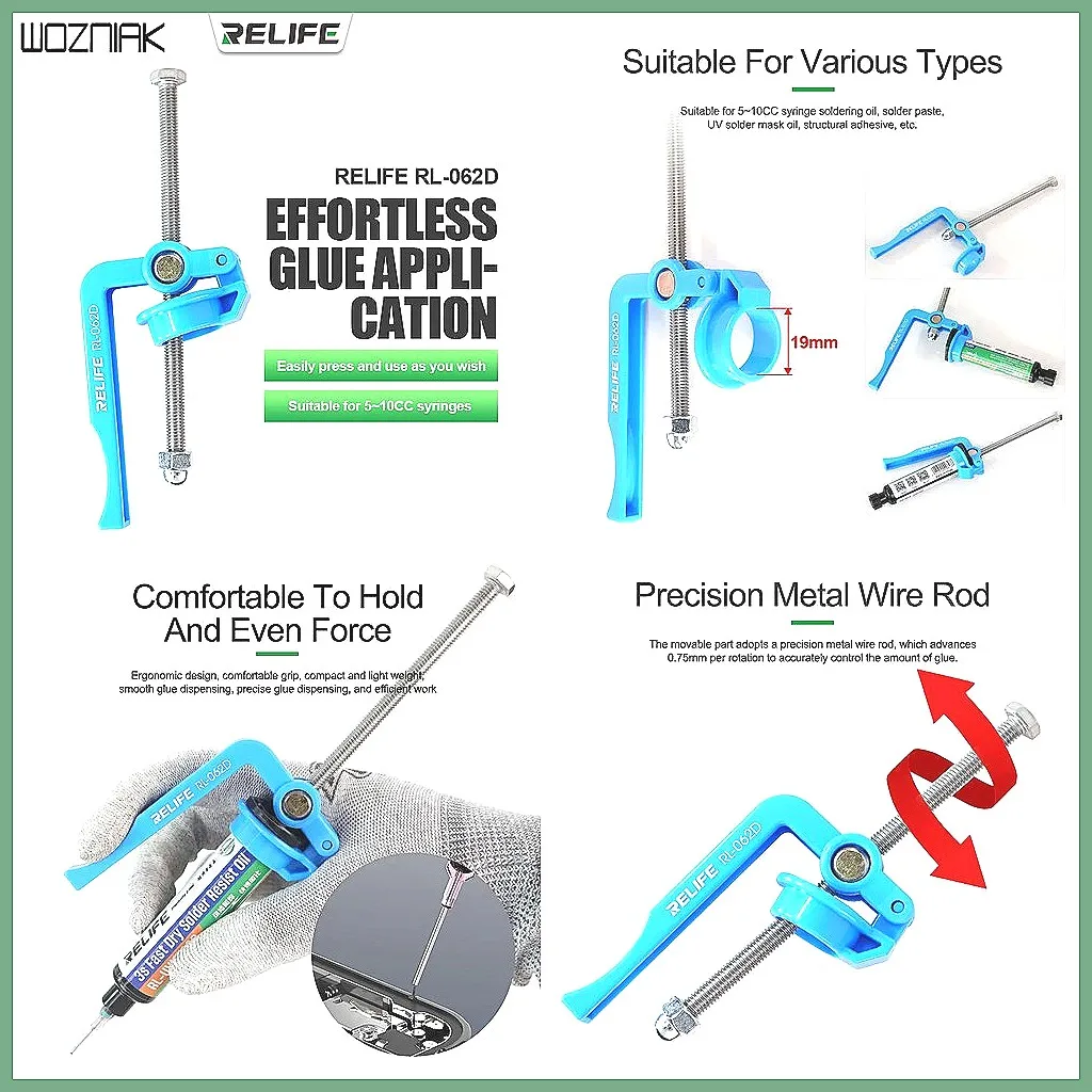 Manual Glue Gun with Extruder & Push Rod, 5-10cc Solder Paste Booster for Welding Oil Needle Barrel Propulsion