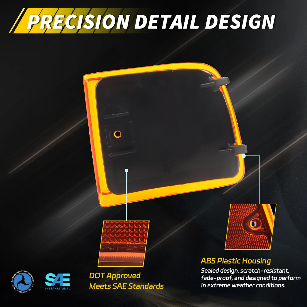 2Pcs For 1996-2002 Chevrolet Express Van 1500 2500 3500 Van Front Corner Upper & Lower Side Marker Light Turn Signal Light Cover