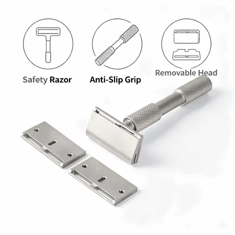 YAQI  Safety Razor for Men Metal Shaving Razor with Anti-Slip Grip & Removable Head, Wet Shave Tool Grooming Gift