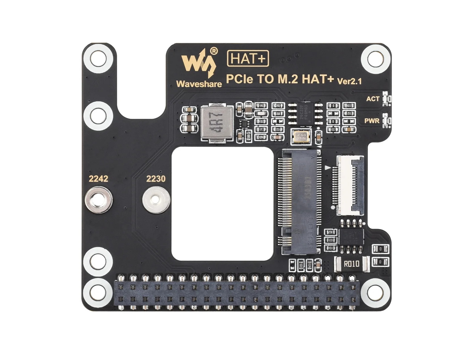 Raspberry Pi 5 PCIe to M.2 HAT+ Adapter - NVMe SSD Support, Bootable, EEPROM, Dual LED Indicators for Pi 5