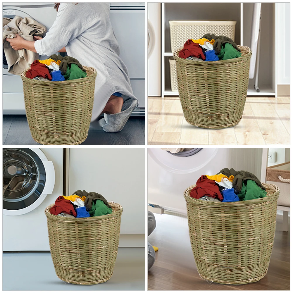 

Bamboo Woven Basket 20x20 Storage Seagrass Rattan Lid Home Office Grocery Sundries Organizer Laundy Decorative Container