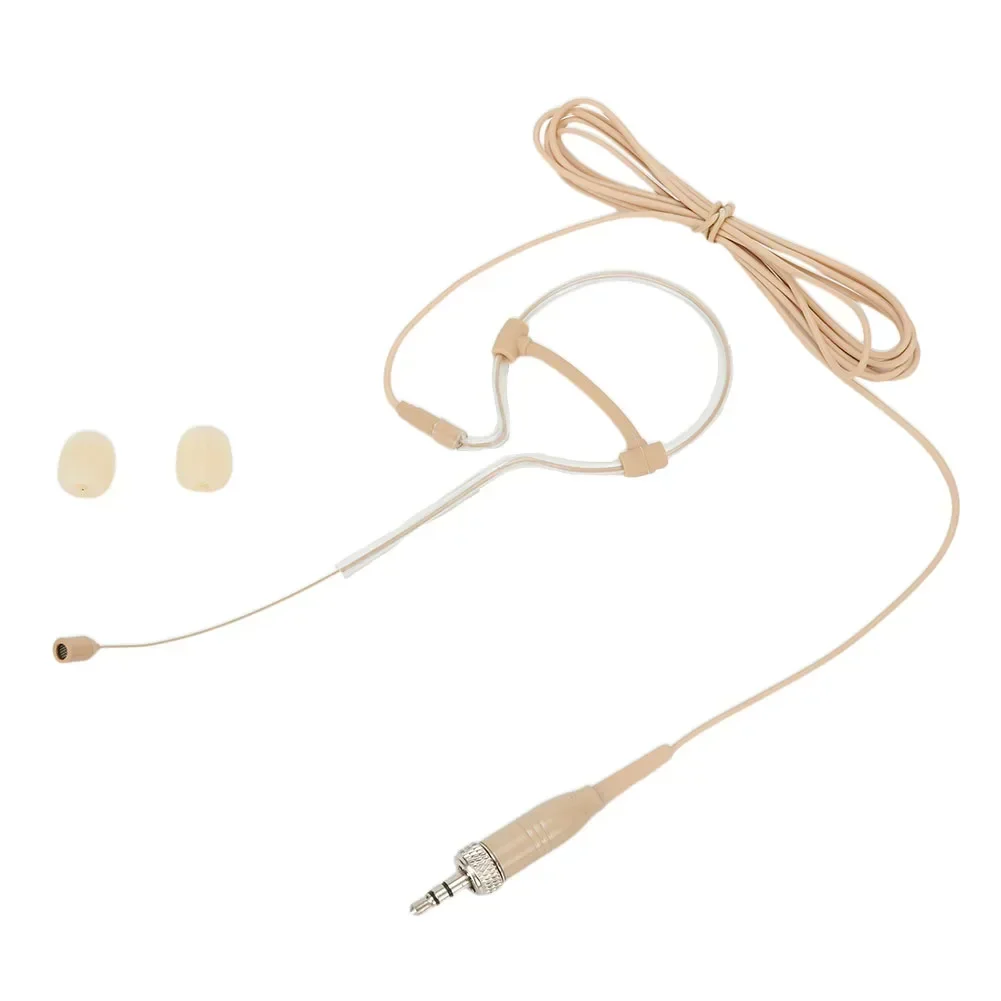 1.2m Beige Single Ear Hook Headset Mic Headworn Microphone Hand-free Operation 3.5mm 3/4 Pin XLR Plug With 2 Microphone Covers