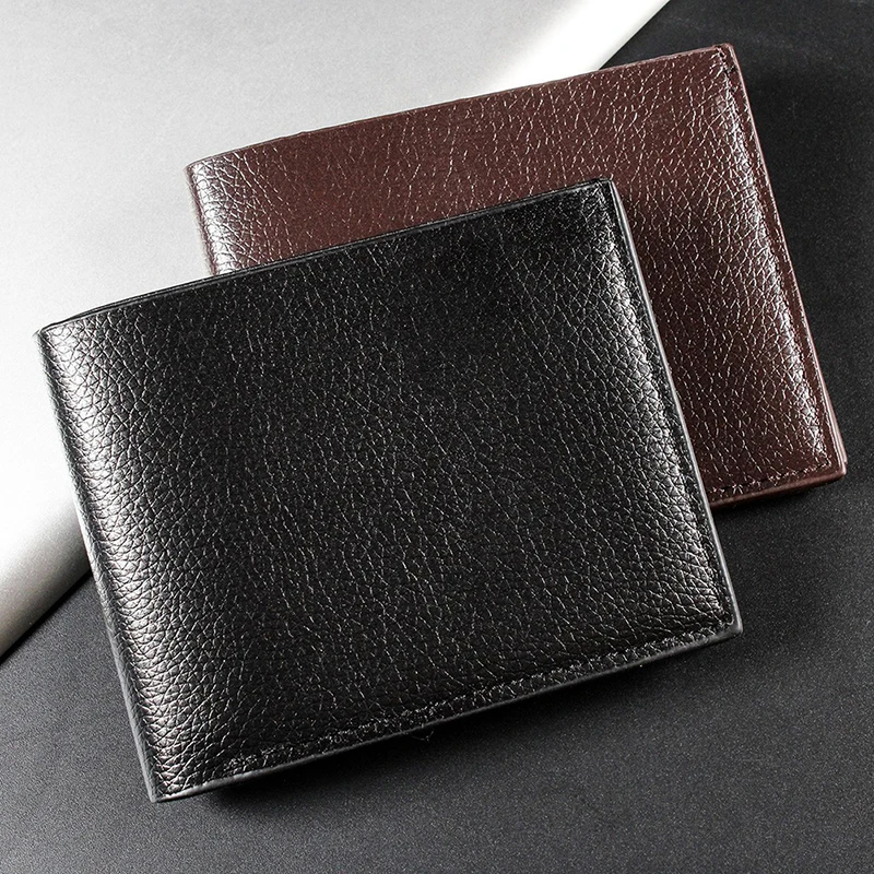 Carteira Masculina Curta em Couro Sintético Premium, Carteira Preta para Homens, Produto Premium Portefeuille Homme