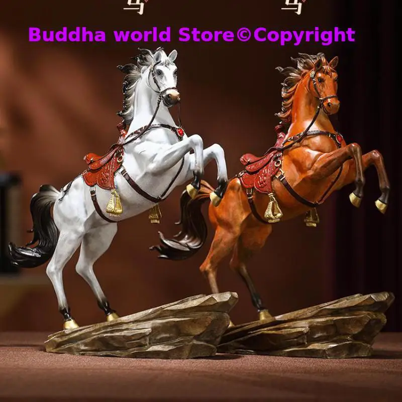 Master Original art Exquisite gift 100% Handmade Copper horse war-horse realism Bronze sculpture HOME DECOR office decoration