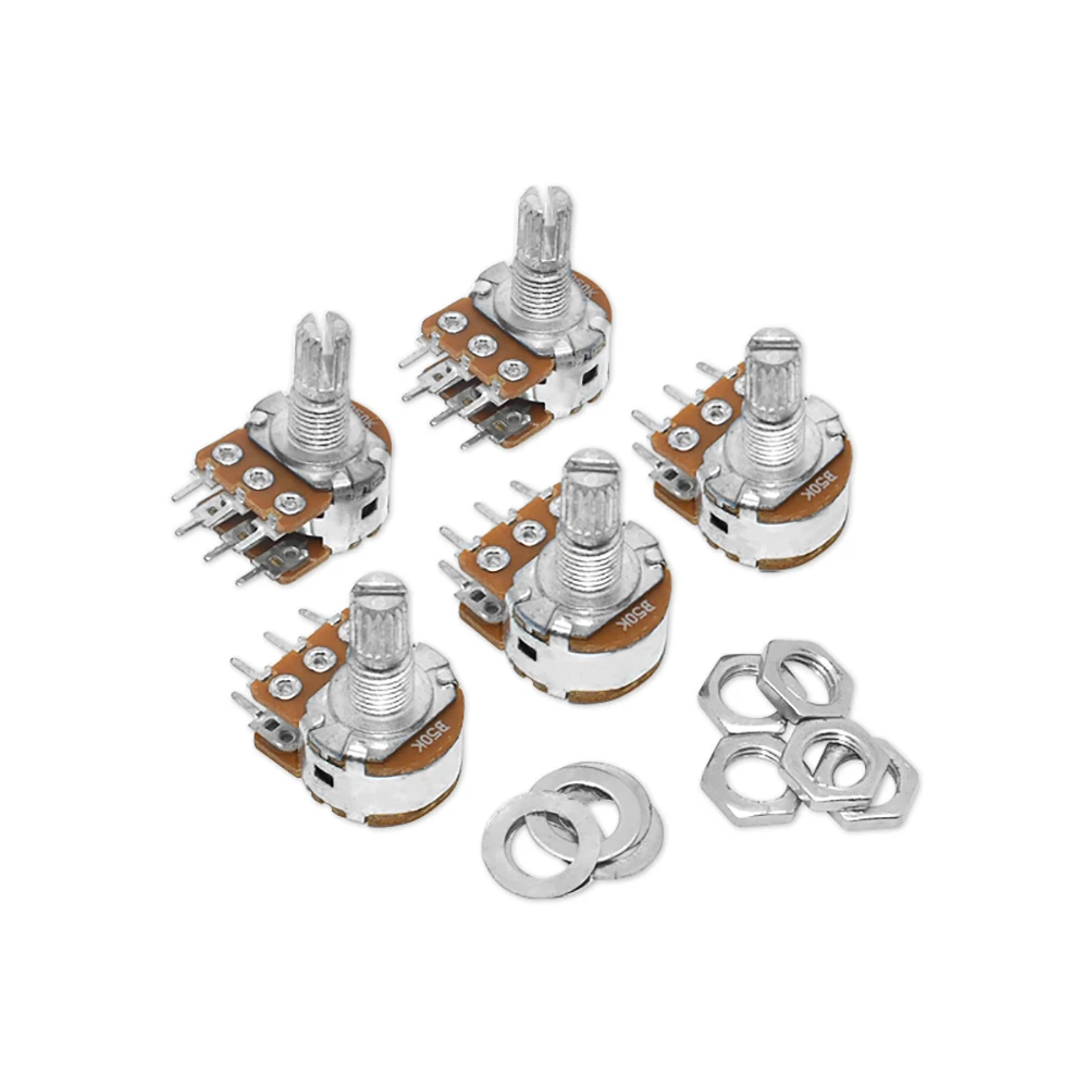 LIZAO 5PCS B1K B2K B5K B10K B20K B50K B100K B500K B1M 6Pin Shaft WH148 Potentiometer 1K 2K 5K 10K 20K 50K 100K 500K 1M