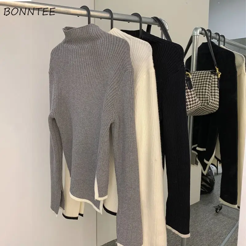 

Turtleneck Pullovers Women Solid Simple Daily Creativity Warm Cozy Basics Popular Tender Autumn Korean Style Elegant Adorable