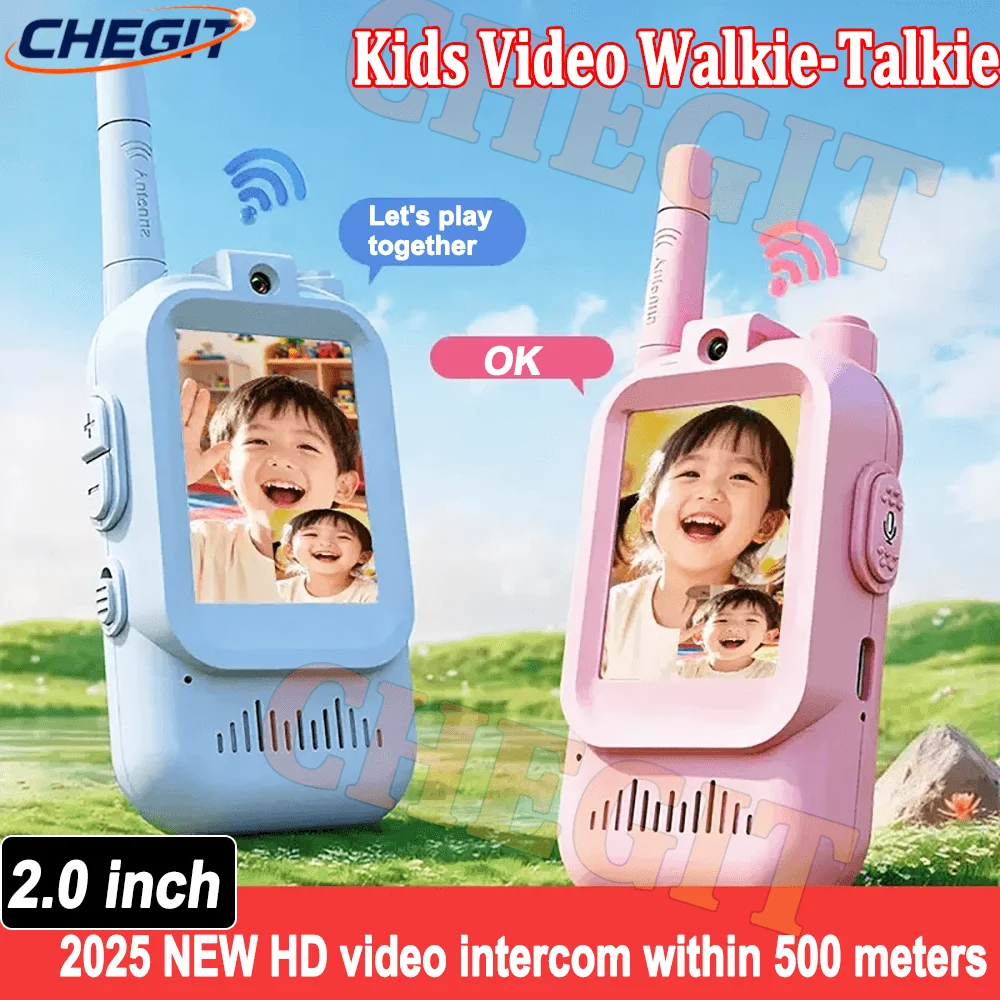 كاميرا ذكية صغيرة فيديو لاسلكي تخاطب للأطفال قابلة للشحن البيني المشي لمسافات طويلة في الهواء الطلق اسلكية تخاطب طفل هدية لعبة الكرتون لطيف