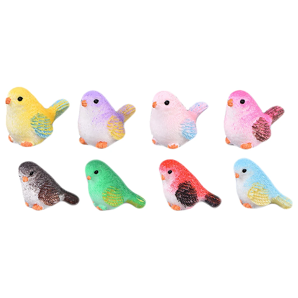 

8 Pcs Bird Statue Decoration Resin naments Miniature Garden Accessories Animal Craft Bright Outdoor Balcony Bedroom