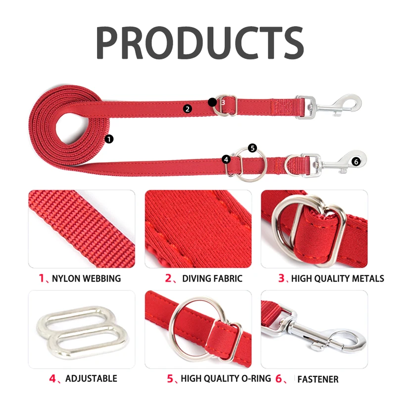 Nylon solid color diving material multi-functional dog leash comfortable and not tight pet seven-way leash